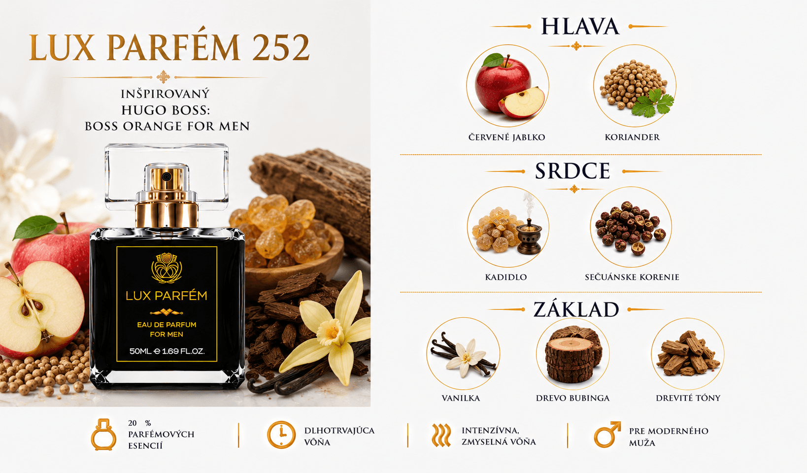 Lux Parfém 252 – Inšpirovaný Hugo Boss: Boss Orange For Men